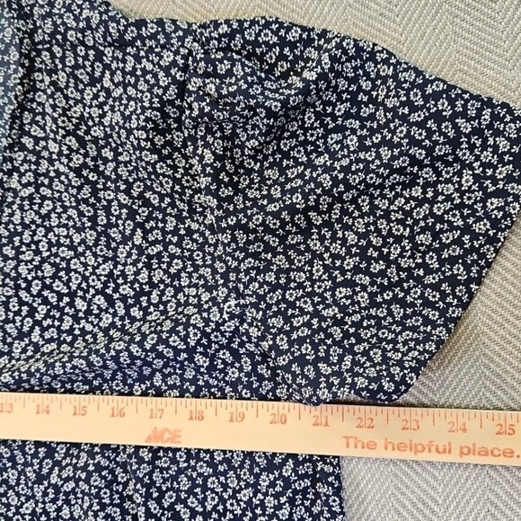 Pretty Garden Wrap Maxi Dress Cottagecore Size XL Navy Mini Floral Ruffle Boho - Picture 5 of 12